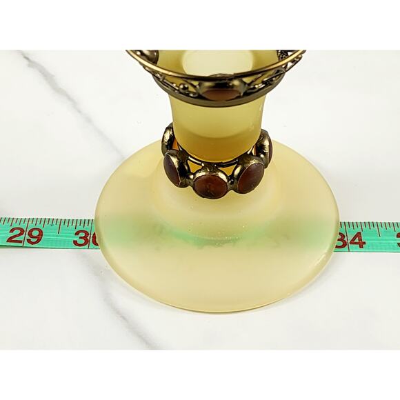 PartyLite Paris Retro Taper Candle Holder Yellow Frosted 3 3/4" Amber Jewel 80's - Picture 16 of 16